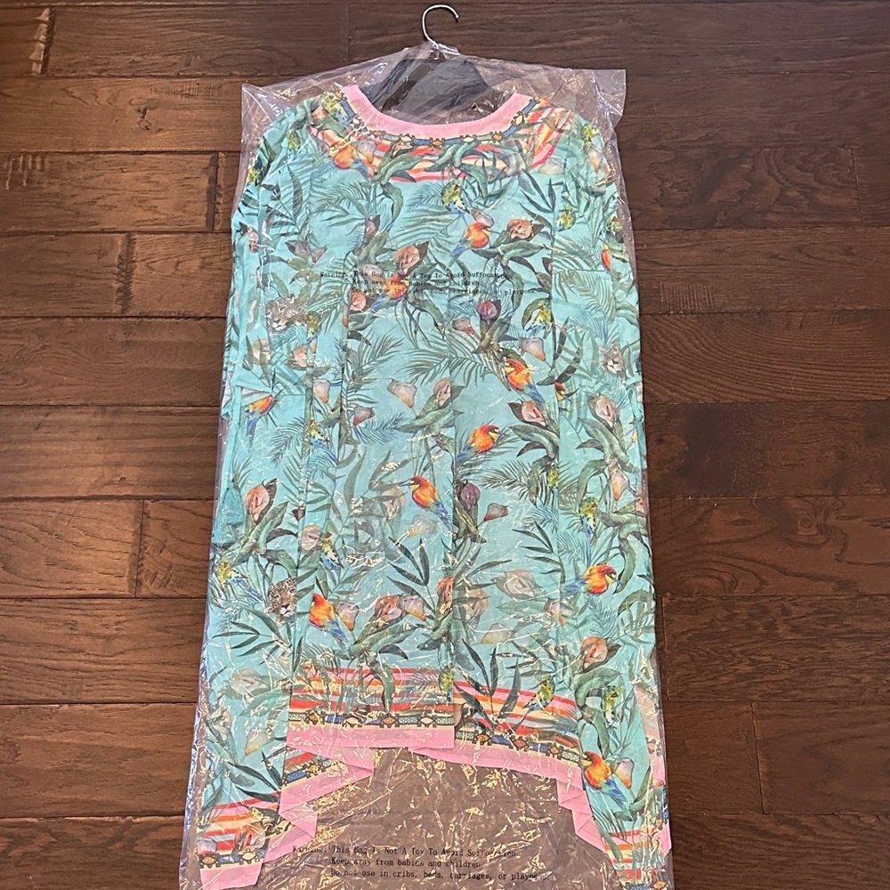 Johnny Was Taina Tropical Kimono Turquoise NWT Size Small $228 Resort Cover Up - Picture 5 of 7